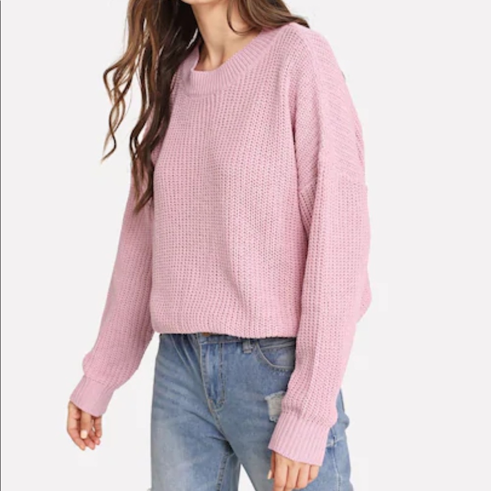Drop shoulder solid sweater - Picture 4 of 5